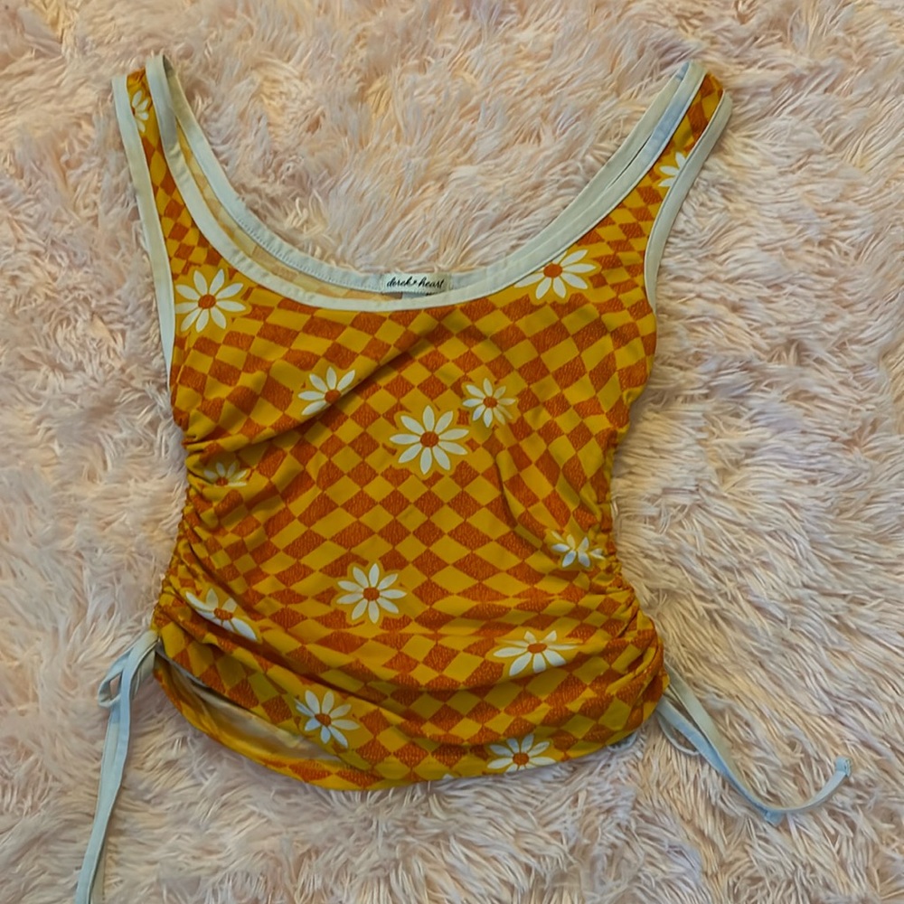 Derek Heart Yellow Floral Tank Top